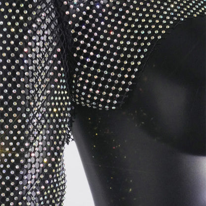 Haut court sexy à manches longues pour femme, débardeur en maille transparente avec strass, vêtement de détente, pour la plage, le carnaval, le club, été, 2024