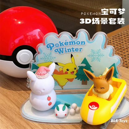 Figurines Pokémon Pocket Monster Pet Elf Ball Scene Set Jouet Pikachu Anime Figure Modèle Enfants Cadeau