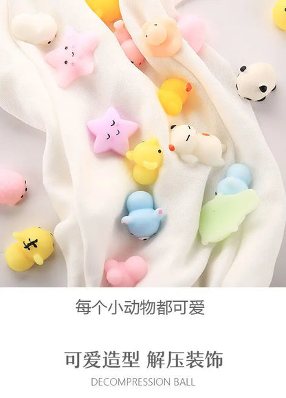 5-50 piezas de juguetes blandos Kawaii Squishy Mochi Anima para niños, pelotas antiestrés, juguetes para aliviar el estrés para fiestas de cumpleaños