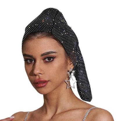 Diademas de malla para mujer, tocados con diamantes de imitación, accesorios de moda para mujer, nueva diadema elástica con adornos de diamantes, pañuelo para la cabeza