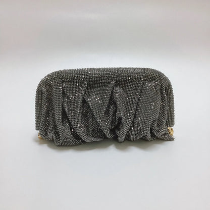 Bolso de mano de lujo con diamantes de imitación fruncidos y degradados para mujer, bolso cruzado con cadena de diamantes brillantes, bolso de fiesta de noche con purpurina