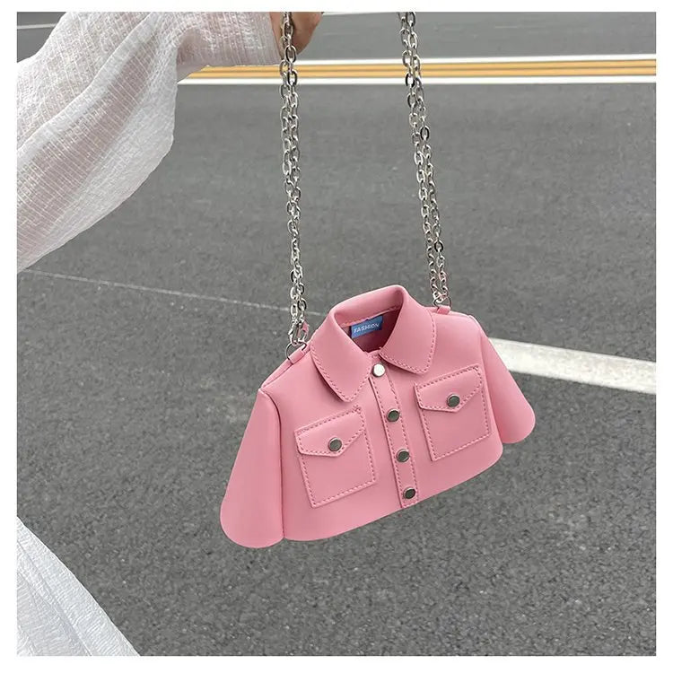 Bolso de mujer 2023, bolso de hombro con forma de ropa creativa, bolso cruzado con cadena pequeña para mujer, lindo bolso de mano