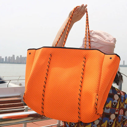 casual Neoprene large capacity tote bag solid color women shoulder bags waterproof lady handbags summer beach bag travel big2022