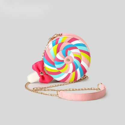 Creative rainbow color lollipop single shoulder bag girls' fashion crossbody bag cute small phone bag