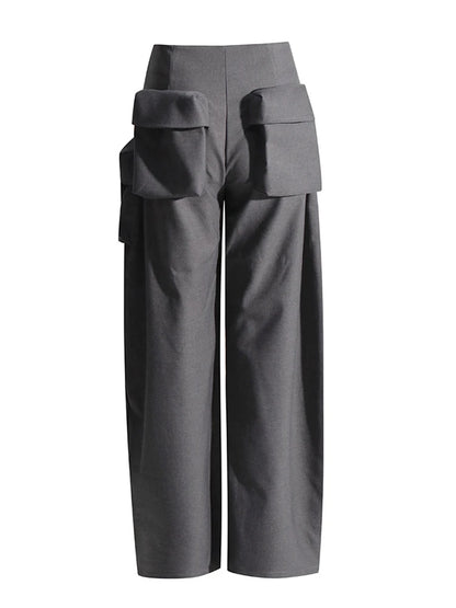 DEAT Pantalones cargo de moda para mujer, sueltos, rectos, de cintura baja, de color sólido, con múltiples bolsillos en 3D, primavera de 2024, nueva tendencia 7AB2535