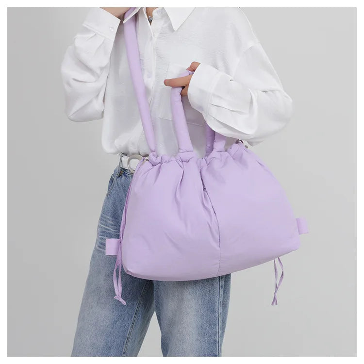 Fashion Large Capacity Puffer Tote Bag Designer Padded Women Handbag Nylon Knotted Strap Shoulder Crossbody Bag Big Shopper Bags