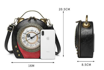 Style Bag female retro portable handbag No. 5 battery walkable clock female bag can be shoulder messenger PU bag