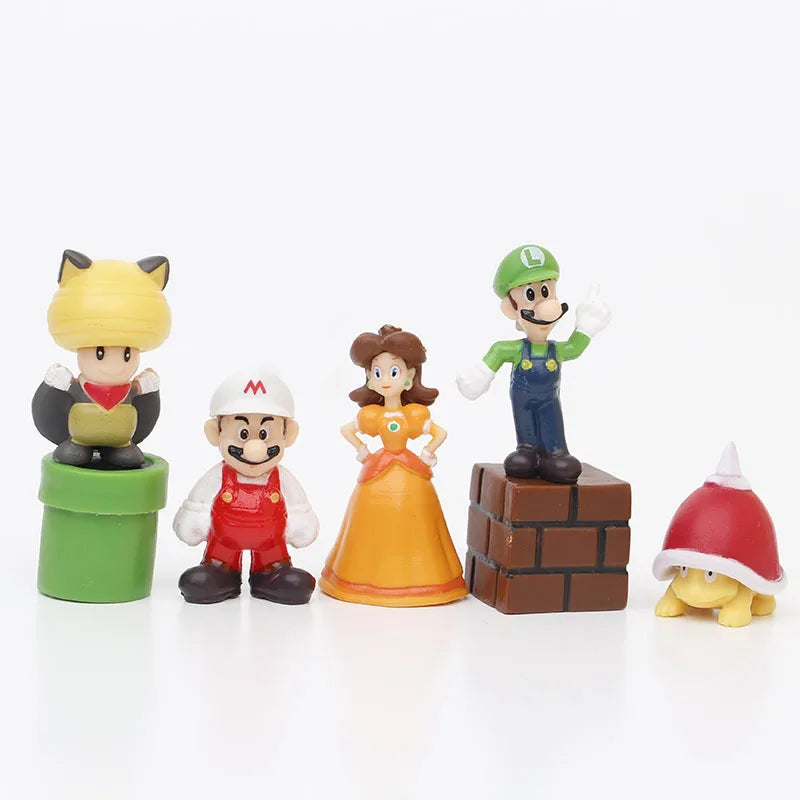 Lot de 12/24/48 figurines d'action Super Mario Bros Kawaii Bowser Anime avec sac de rangement pour enfants Jouets Cadeaux