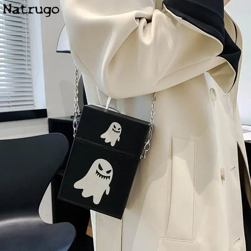 Bolso de Halloween para mujer, nuevo bolso bandolera divertido con diseño de fantasma de dibujos animados de 2023, mini bolso tipo caja de calabaza