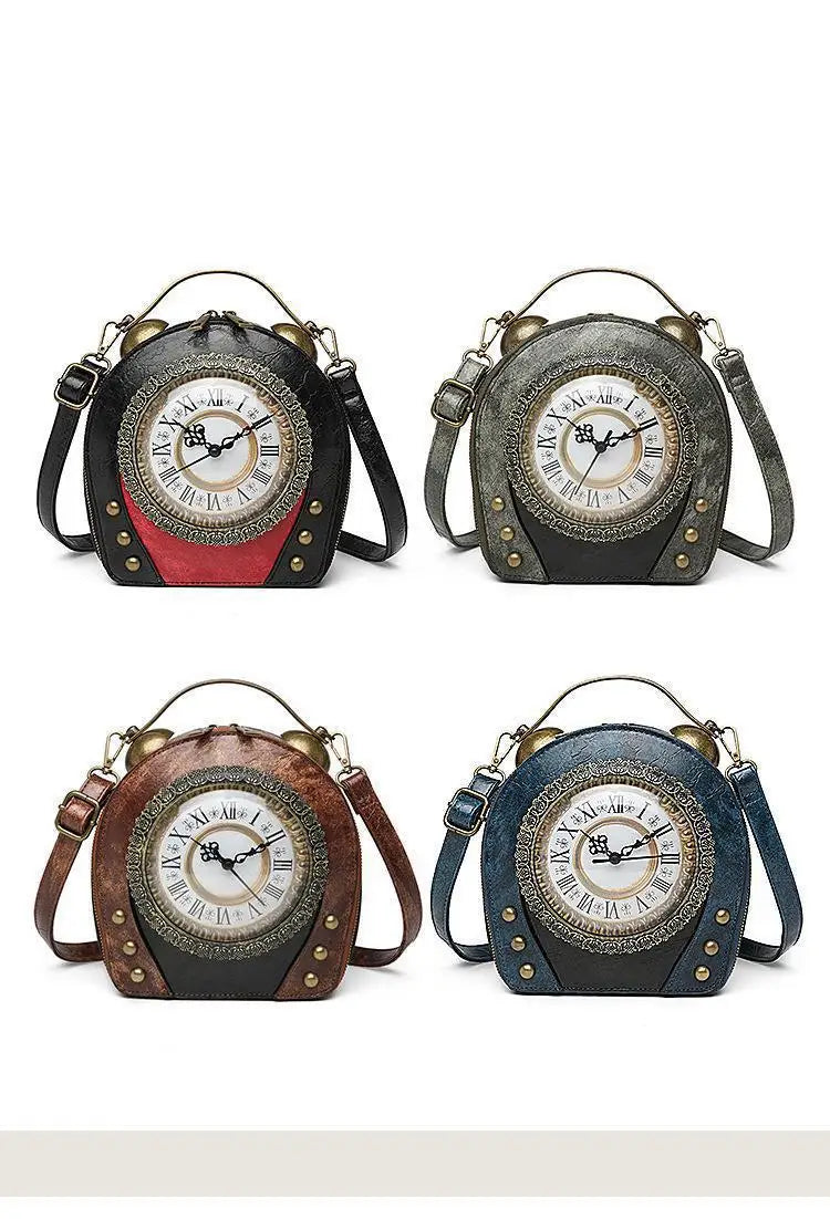 Style Bag female retro portable handbag No. 5 battery walkable clock female bag can be shoulder messenger PU bag