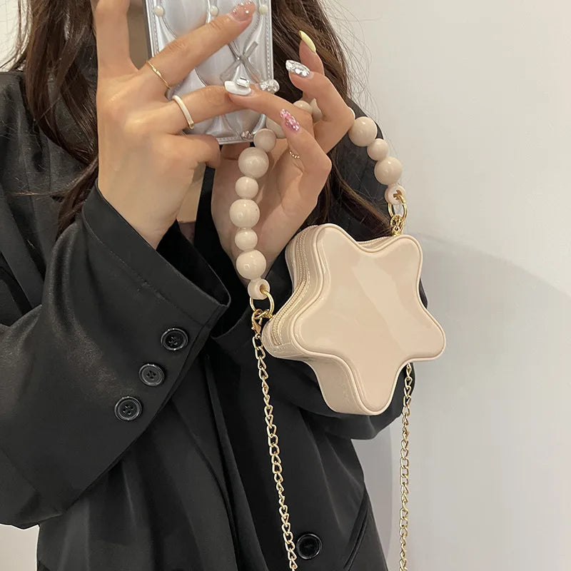 Lindo mini bolso 2024 nuevo estilo dulce perla bandolera con cadena bolso de hombro de PU