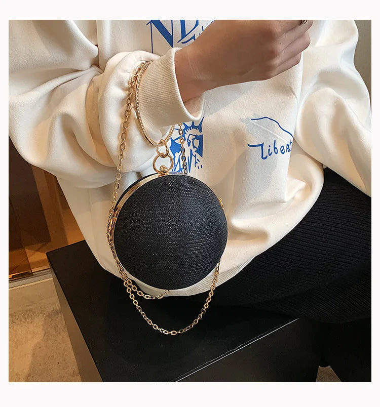 Elegant Luxury Women Clutch Bag Evening Bag With Rhinestone Exquisite For Ladies Wedding Party Round ball Bag Handbag Clutches