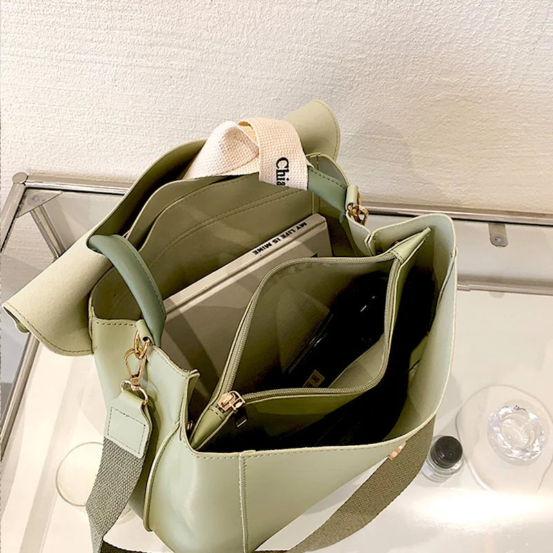 Sac fourre-tout pour femme 2024 Sac à main et sac à main en cuir PU Sac à bandoulière décontracté de grande capacité de couleur unie pour femme