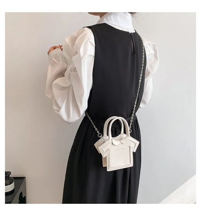 Bolso de hombro pequeño para mujer, bolso con forma de ropa para niñas, mini bolso cruzado con cadena estilo camiseta, bolso portátil de verano para teléfono