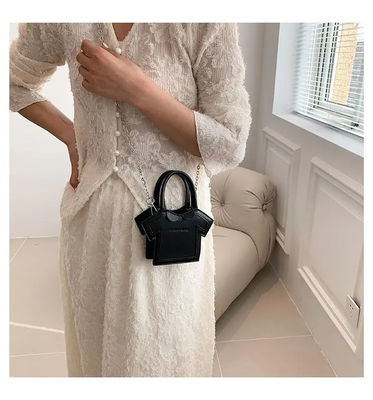 Bolso de hombro pequeño para mujer, bolso con forma de ropa para niñas, mini bolso cruzado con cadena estilo camiseta, bolso portátil de verano para teléfono