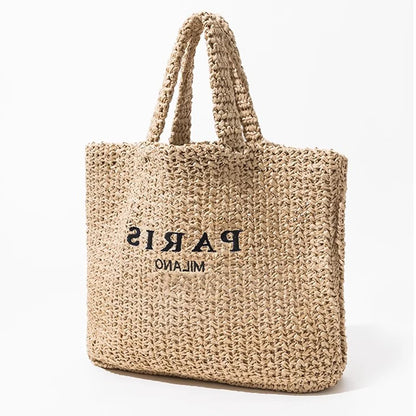 Casual Large Capacity Straw Tote Bag Designer Letters Women Handbags Handmade Woven Summer Beach Bag Big Shopper Purses 2024