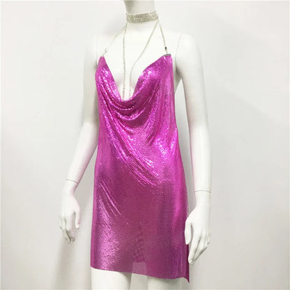 Club Party Dresses For Women 2024 Sexy Sequin Sexy Metal See Through Deep V Neck Dress Party Prom Evening Dress платье женское