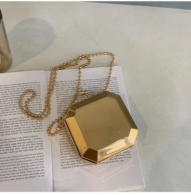 Gold Silver PVC Box Design Party Evening Clutch Bag 2022 Trend Designer Chain Shoulder Crossbody Bags Mini Purses and Handbags