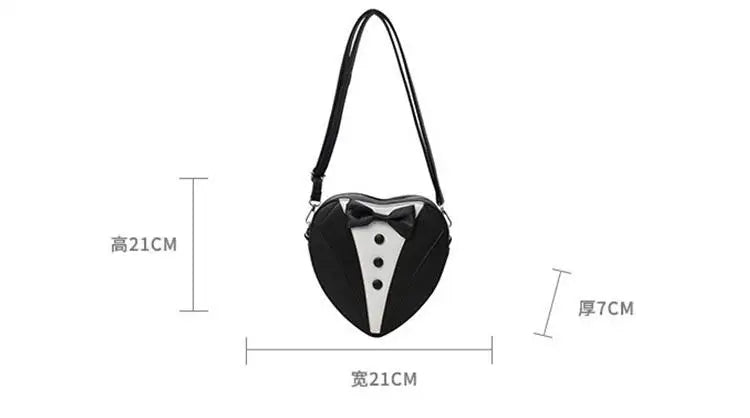 Y2k Style Small Shoulder Bag Heart Shaped Purse Handbags Cute Bow Tie Pu Leather Tote Bags Ladies Crossbody Bags 2024 New