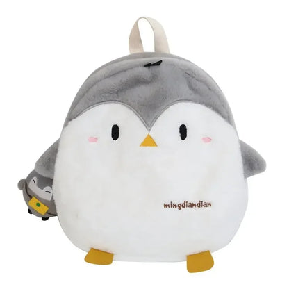 Sac à dos en peluche douce Kawaii pour femmes, mignon pingouin, mini sac à dos d'école pour adolescentes, sacs chauds en fausse fourrure, Mochilas Femininas