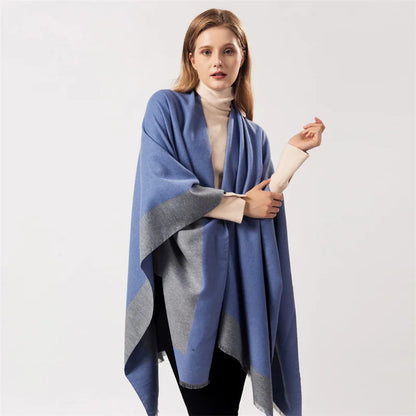 Poncho de moda de invierno para mujer, capa, bufanda de imitación de cachemira, bufandas para mujer, chales cálidos, ponchos para mujer, bufandas para mujer