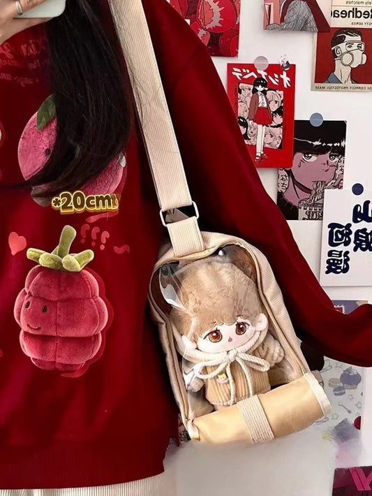 Sac Itabag Kawaii de nouveau style pour poupées de 20 cm, sacs à bandoulière pour filles du lycée japonais, sac Ita pour femmes, sac à bandoulière avec poche transparente