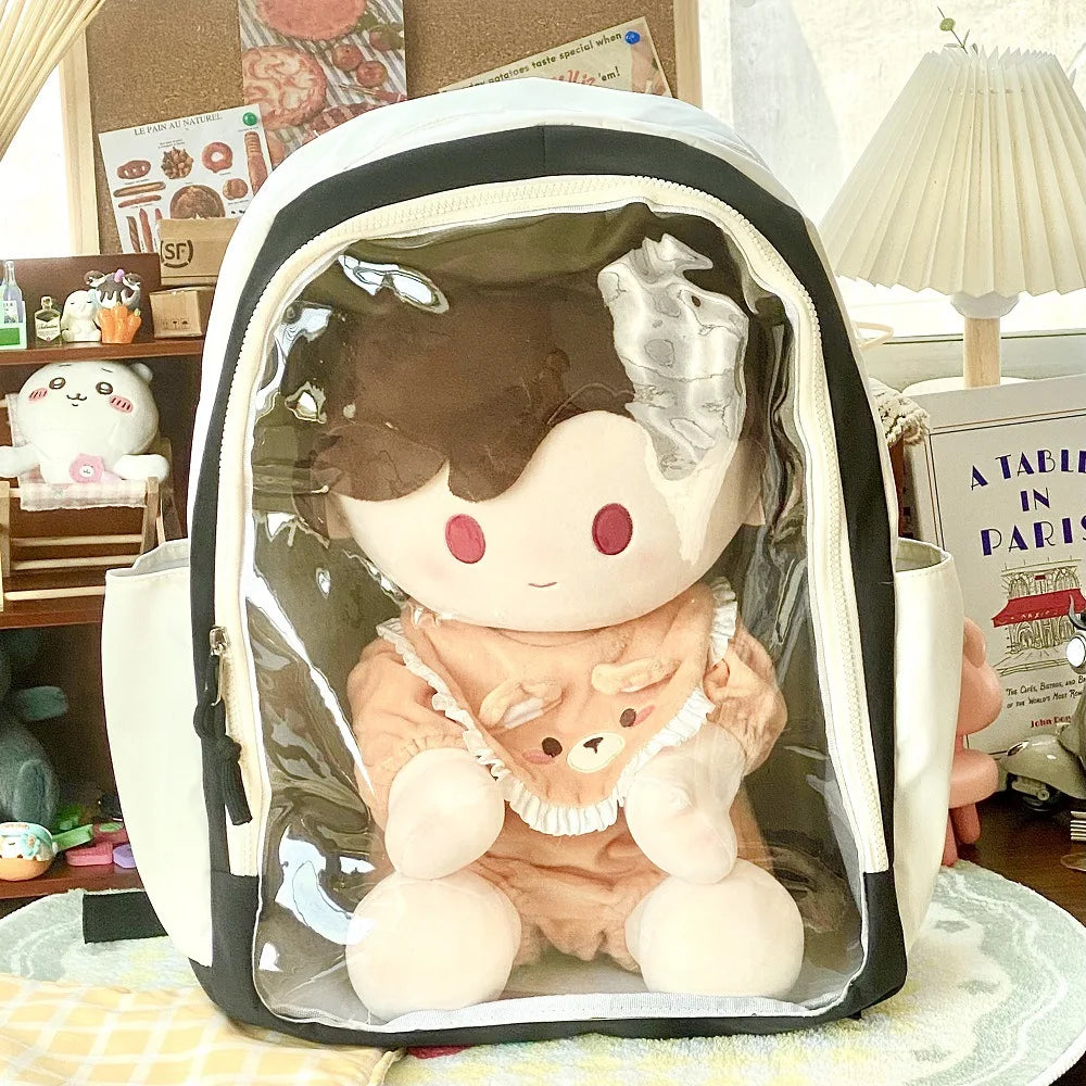 Y2K Japanese Kawaii Itabag For 40cm Doll School Bags For Teenage Girls Big Transparent Ita Bag Display Dolls JK Backpack Women