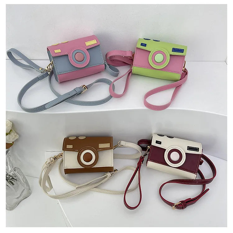 New Women Cute Contrasting Colors Camera Shape Clutch Ladies Casual Mini Crossbody Bag Small Shoulder Bag Purse Messenger Bags