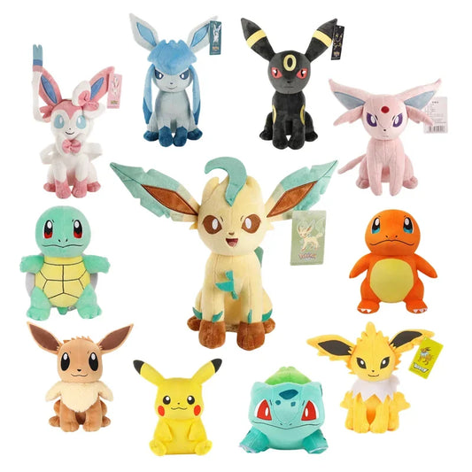 Peluche Pokémon Eeveelution Pikachu Sylveon Leafeonl Espeon Glaceon Umbreon Peluche douce Dessin animé Jouets enfants Cadeau