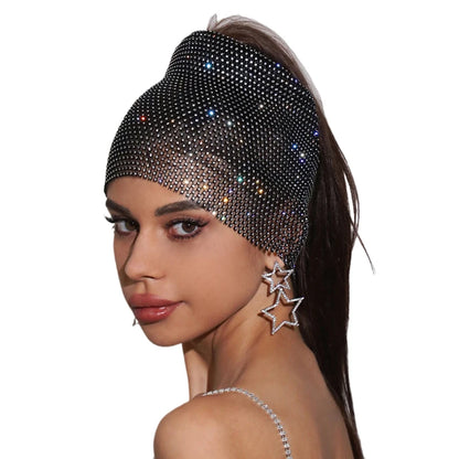 Fishnet Diamond Luxury Cap for Women Shiny Women's Hat Rhinestone Kerchief Hip Hop Headwear Nightclub Party Fashion Head Scarf