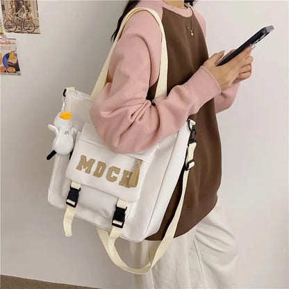 Bolso de hombro de estilo japonés para estudiantes universitarios, bolsos y carteras con estampado de letras para mujer, nuevos bolsos tipo bandolera, bolsos tipo cartera para mujer