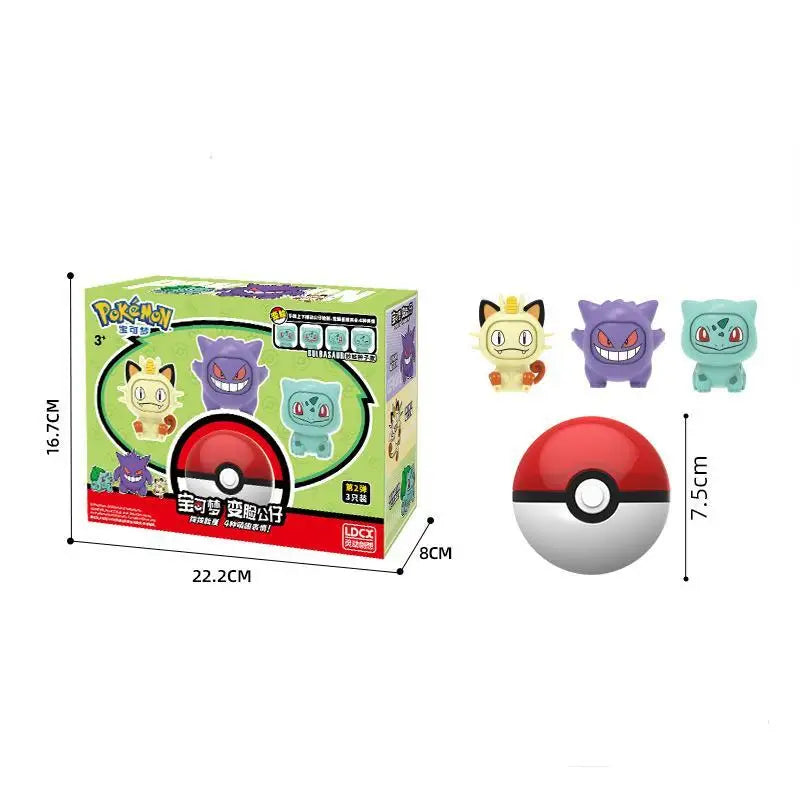 Ensemble de jouets Pokémon Pikachu Figurine d'action animée à visage changeant Kawaii Poupée Ball Pokeball Pocket Monster Jouets