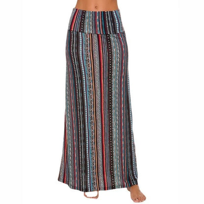 Faldas de cintura alta informales de verano para mujer, faldas largas bohemias a la moda, ropa de mujer, faldas vintage, ropa maxi para mujer