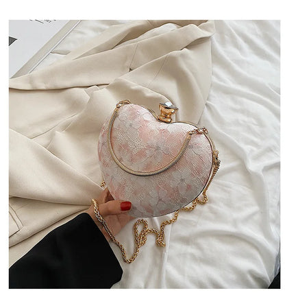 High-quality texture summer ladies lace handbag 2022 new fashion chain wild flowers love one-shoulder messenger bag