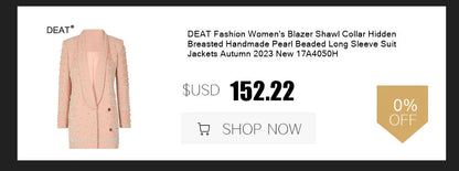 DEAT Fashion Blazer de mujer con hombreras de diamante, bolsillos cruzados, chaqueta de traje de estilo largo dividido, invierno 2024, nuevo 7AB2553