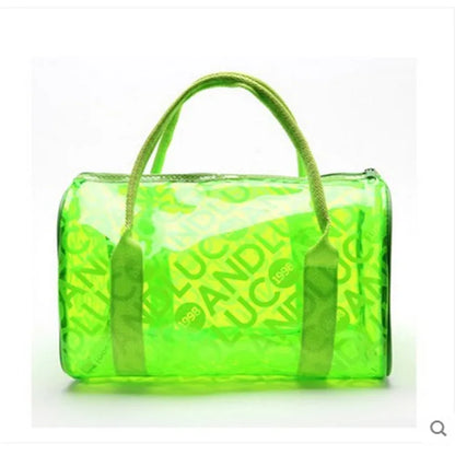 Bolsa de mano transparente, bolsa de compras transparente, bolso de hombro con estampado de letras, bolsa de almacenamiento impermeable de PVC para regalo, bolsa de mano para cosméticos