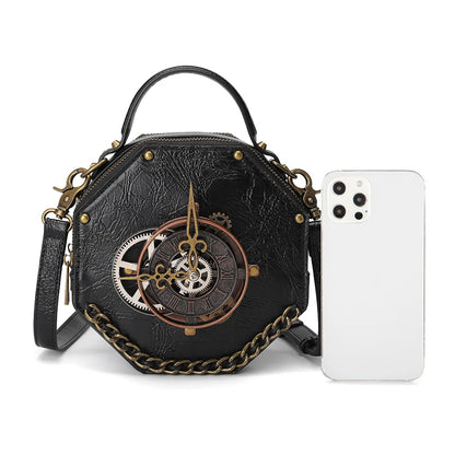 Sac à bandoulière gothique en cuir pour femme, sac à bandoulière Steampunk, sac à bandoulière vintage pour femme, sac à poignée supérieure à rivets