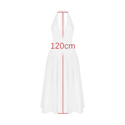 Suninheart Summer Maxi Dresses for Women 2024 New in Halter White Party Dresses Sexy Casual Backless Long Dresses Flare Bottom