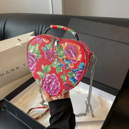 Sac à main et sac à main pour femme en forme d'amour, petit sac carré, nouveau sac à bandoulière à chaîne unique chinois