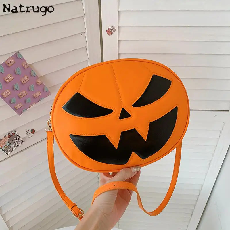 Bolso con forma de calabaza de Halloween 2023, nuevo bolso de hombro divertido con personalidad de dibujos animados a la moda, bolso cruzado pequeño redondo para mujer