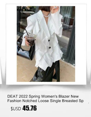 DEAT Fashion Women's Blazer Notched Collar Loose Diamonds Buttons Spliced Flower White Suit Jackets summer 2024 New 17A7225