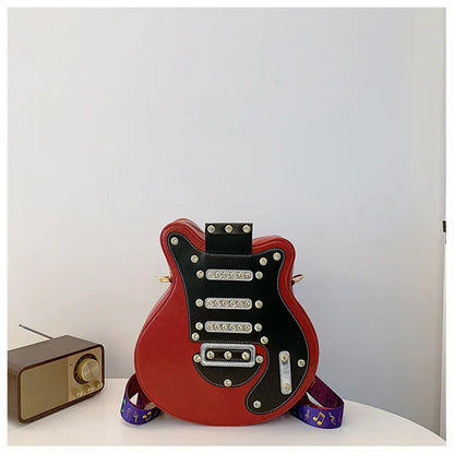 Sac de guitare 2024 Nouveau sac à bandoulière à rivets de mode coréenne Sac à dos populaire pour femmes Instagram