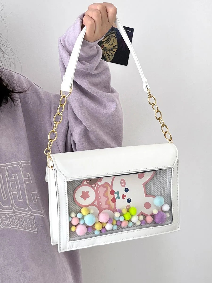 Bolso pequeño tipo Itabag para mujer, novedad de verano 2023, bolso japonés JK para niñas, minibolso de hombro transparente, bolsos cruzados de piel sintética, bolsos con cadena