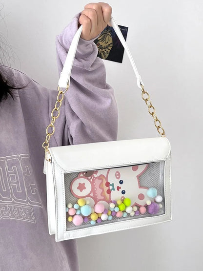 Bolso pequeño tipo Itabag para mujer, novedad de verano 2023, bolso japonés JK para niñas, minibolso de hombro transparente, bolsos cruzados de piel sintética, bolsos con cadena