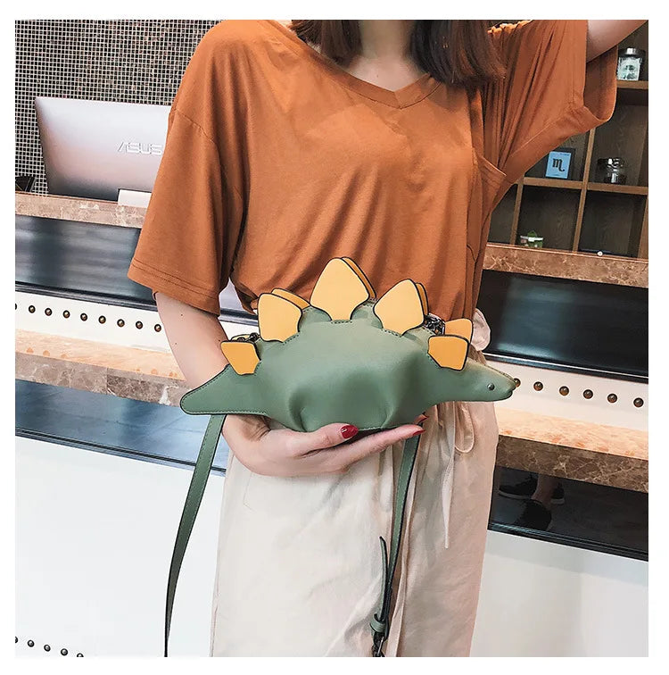 Bolsos de hombro con diseño de dinosaurio, bolso cruzado de PU con diseño de estegosaurio para niñas y mujeres