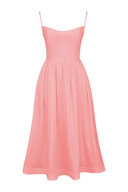 Suninheart Mujeres Elegantes Vestidos de Fiesta Largos Rosa Tirantes Espagueti Vestido de Una Línea Casual Vacaciones Vacaciones Vestido de Cumpleaños de Damas