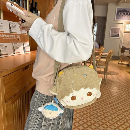 Bolso de peluche Kawaii para mujer, pequeño bolso cruzado con dibujos de cordero, suave, para mujer, monederos y carteras, nuevos bolsos de invierno, bolso para teléfono, bolso para mujer