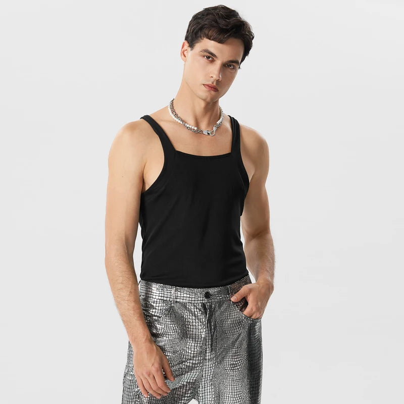 2023 Camisetas sin mangas para hombre, chalecos de moda sin mangas con cuello redondo de color sólido, ropa de calle de verano para hombre, ropa informal ajustada para hombre S-5XL INCERUN