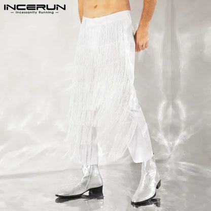 Sexy Casual Style New Men Fringed Trousers Fashionable Male Streetwear All-match Loose Comfortable Pantalons S-5XL INCERUN 2024