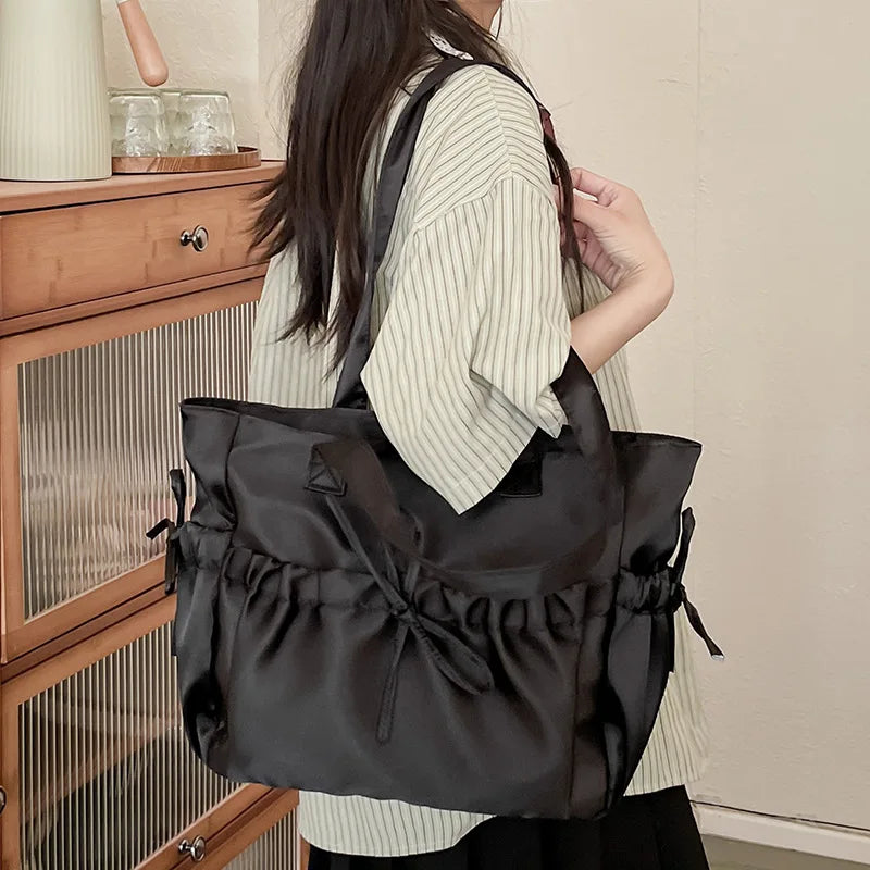 Sac Lolita Kawaii JK pour filles, sac à bandoulière léger et froissé avec nœud papillon, pour femmes, 2024, sacs à main et bourses pour lycéennes japonaises